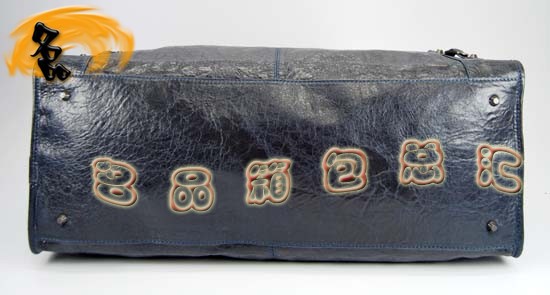 084334 Balenciaga機車包 單肩包 巴黎世家手提包 進口羊皮經典時尚女包 海軍藍色