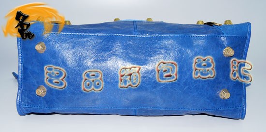 084328B Balenciaga女包 手提包 巴黎世家單肩包 進口羊皮時尚休閑女包 藍色