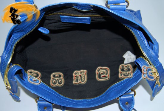 084328B Balenciaga女包 手提包 巴黎世家單肩包 進口羊皮時尚休閑女包 藍色