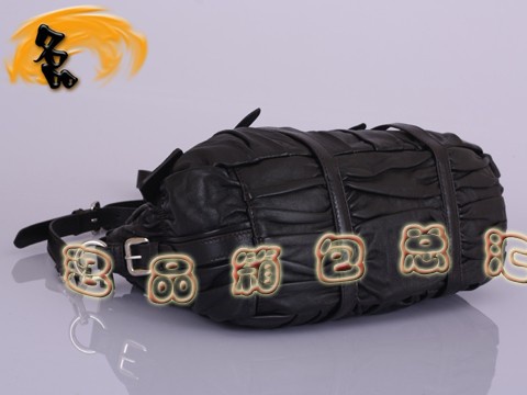 BN1407 正品品質 普拉達羊皮女士斜挎包 最新款褶皺系列女包 Prada手提包 啡色
