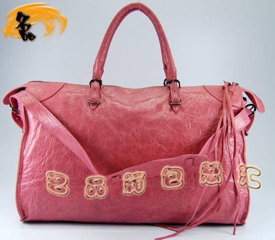 084340 單肩包 巴黎世家手提包 Balenciaga機(jī)車包 進(jìn)口羊皮 時(shí)尚女包 粉紅色