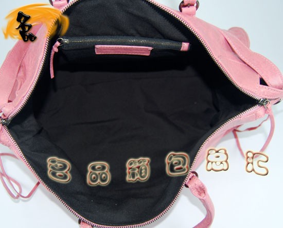 084340 單肩包 巴黎世家手提包 Balenciaga機(jī)車包 進(jìn)口羊皮 時(shí)尚女包 粉紅色