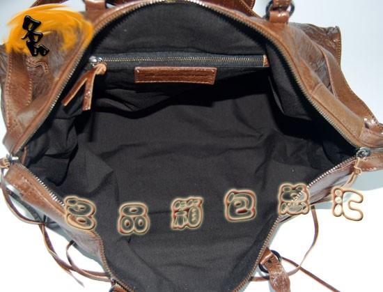 084340 Balenciaga機車包 單肩包 巴黎世家手提包 進口羊皮 時尚女包 咖啡色