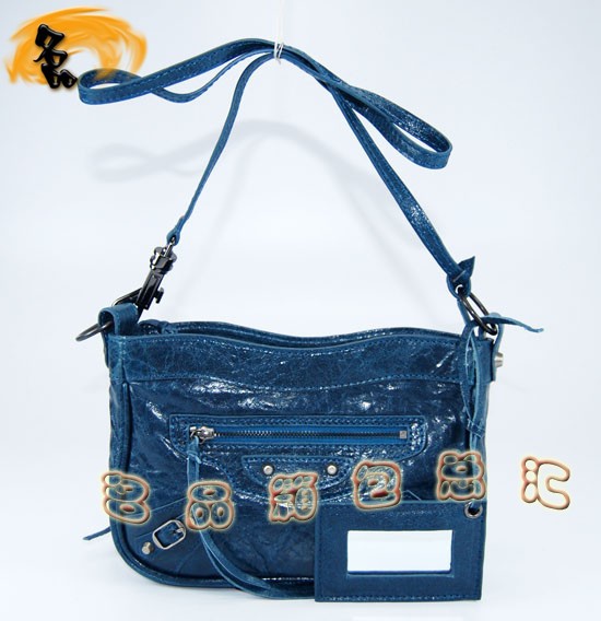 084980 進口羊皮時尚休閑女包 Balenciaga女包 斜挎包 巴黎世家包 寶藍色