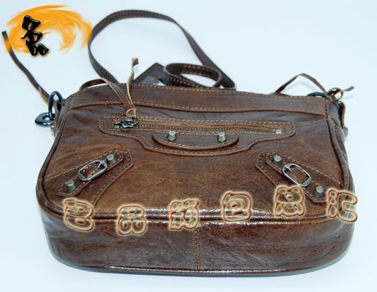 084980 進口羊皮時尚休閑女包 Balenciaga斜挎包 巴黎世家包 咖啡色