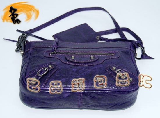 084980 巴黎世家包 進口羊皮時尚休閑女包 Balenciaga斜挎包 深紫色