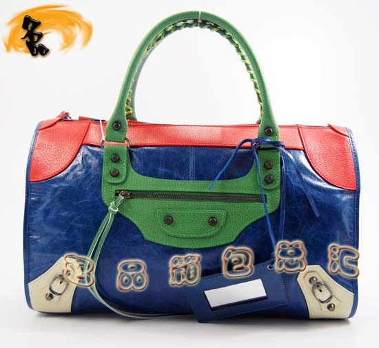 084324 Balenciaga機車包 巴黎世家單肩包 進口牛皮經典時尚女包 深藍色