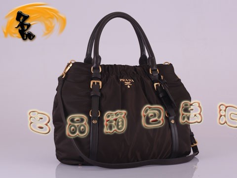 BN1773 Prada女包 防水尼龍帆布斜挎包 Prada手提包 普拉達帆布包 咖啡色