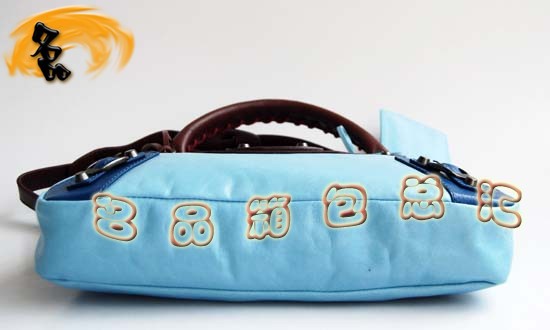 084331 Balenciaga手提包 巴黎世家女包 進(jìn)口牛皮經(jīng)典時(shí)尚女包 藍(lán)杏駝色