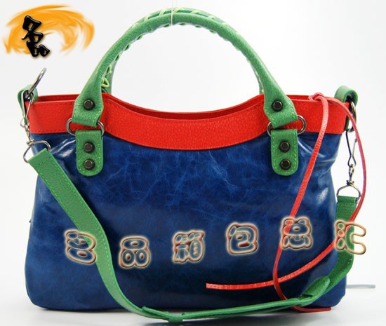 084331 巴黎世家手提包 Balenciaga女包 進(jìn)口牛皮經(jīng)典時(shí)尚女包 藍(lán)紅綠色