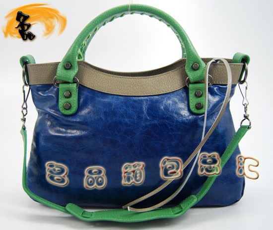 084331 Balenciaga女包 巴黎世家手提包 進口牛皮經典時尚女包 藍灰綠色