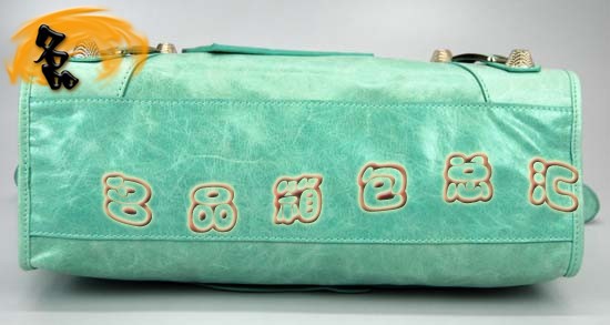 084332A Balenciaga機車包 巴黎世家單肩包 進口牛皮經典時尚女包 手提包 湖水藍