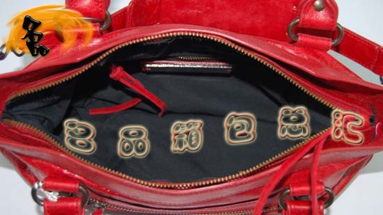 103208 巴黎世家機車包 手提包 Balenciaga單肩包 進口油皮時尚女包 紅色