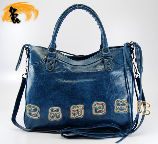 084616 Balenciaga機(jī)車包 巴黎世家單肩包 進(jìn)口牛皮經(jīng)典時(shí)尚女包 寶藍(lán)色