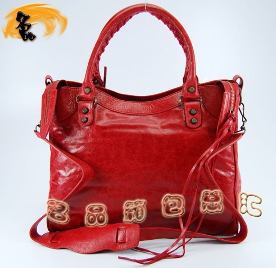 084616 Balenciaga機車包 巴黎世家單肩包 進口牛皮經典時尚手提包 大紅色