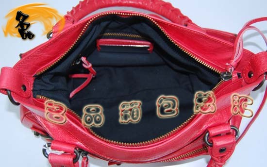 103208 巴黎世家機車包 Balenciaga單肩包 進口油皮時尚女包 手提包 淺紅色