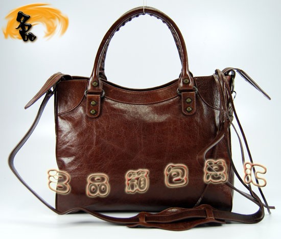084616 Balenciaga機(jī)車包 巴黎世家單肩包 進(jìn)口牛皮經(jīng)典時(shí)尚女包 啡色