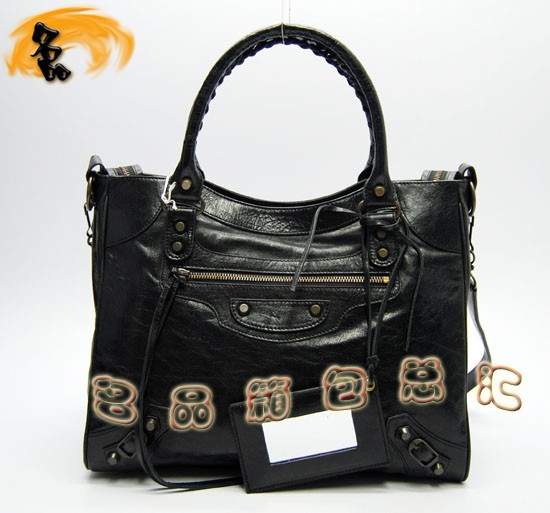 084616 巴黎世家單肩包 Balenciaga機車包 進口牛皮經典時尚女包 黑色