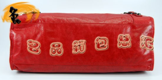 115748L 巴黎世家機車包 Balenciaga單肩包 進口油皮時尚女包 手提包 紅色