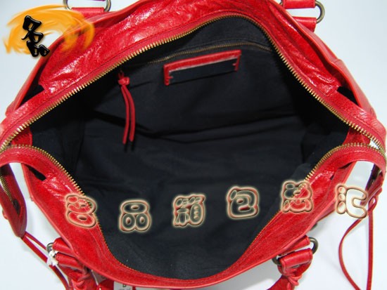 115748L 巴黎世家機車包 Balenciaga單肩包 進口油皮時尚女包 手提包 紅色