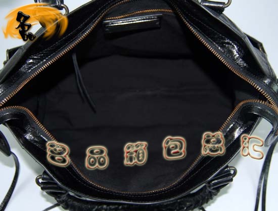 115748L 巴黎世家機車包 手提包 Balenciaga單肩包 進口油皮時尚女包 黑色