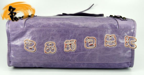 115748L 巴黎世家機車包 Balenciaga單肩包 進口油皮時尚女包 手提包 淺紫色