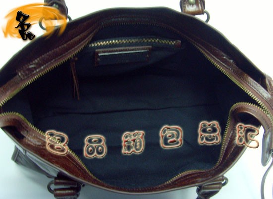 115748S 巴黎世家機車包 手提包 Balenciaga單肩包 進口油皮時尚女包 深啡色