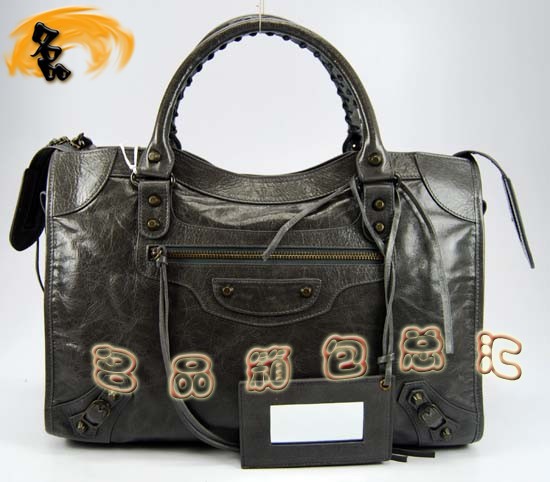 115748L 巴黎世家單肩包 Balenciaga機車包 進口油皮時尚女包 手提包 深銀灰色