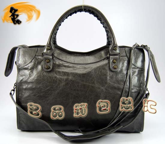 115748L 巴黎世家單肩包 Balenciaga機車包 進口油皮時尚女包 手提包 深銀灰色