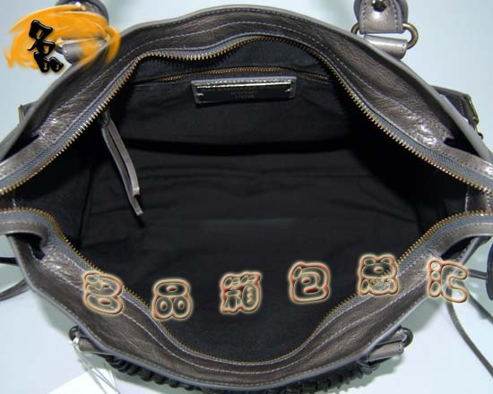 115748L 巴黎世家單肩包 Balenciaga機車包 進口油皮時尚女包 手提包 深銀灰色