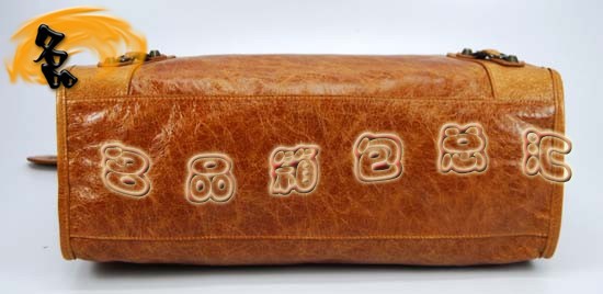 115748L 巴黎世家手提包 Balenciaga單肩包 進口油皮時尚女包 機車包 駝色