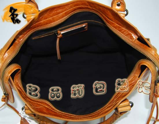 115748L 巴黎世家手提包 Balenciaga單肩包 進口油皮時尚女包 機車包 駝色