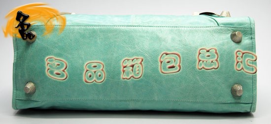 173082A Balenciaga單肩包 巴黎世家手提包 進口牛皮經典時尚女包 機車包 湖水綠色