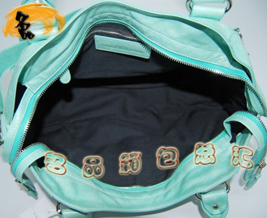 173082A Balenciaga單肩包 巴黎世家手提包 進口牛皮經典時尚女包 機車包 湖水綠色