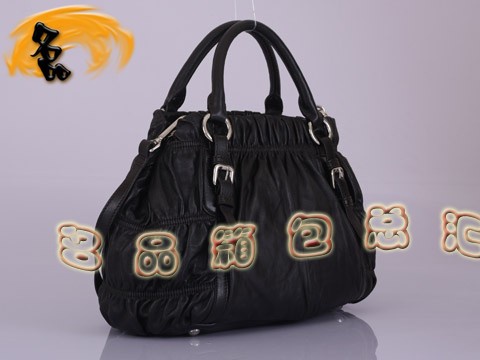 BN1791 普拉達最新款褶皺羊皮時尚女士休閑包 Prada手提包 Prada斜挎包 啡色