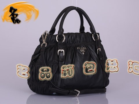 BN1791 普拉達最新款褶皺羊皮時尚女士休閑包 Prada手提包 Prada斜挎包 啡色