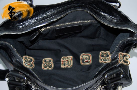 173084A Balenciaga手提包 巴黎世家單肩包 進口牛皮經典時尚女包 機車包 黑色