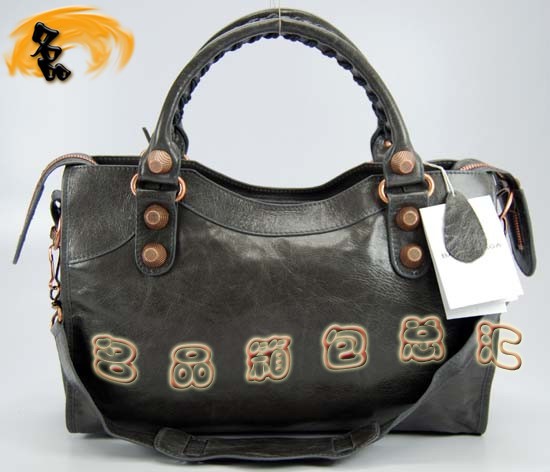 173084C Balenciaga手提包 巴黎世家單肩包 進口牛皮經典時尚女包 機車包 深銀灰色