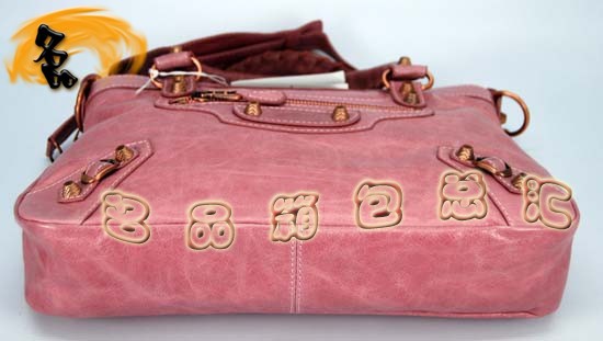 240557C 巴黎世家單肩包 進口油皮時尚女包 Balenciaga手提包 機車包 粉紅色