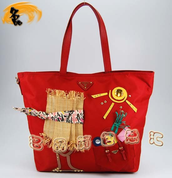 89277 最新款單肩包 Prada女包 普拉達手提包 Prada時尚休閑女包 大紅色