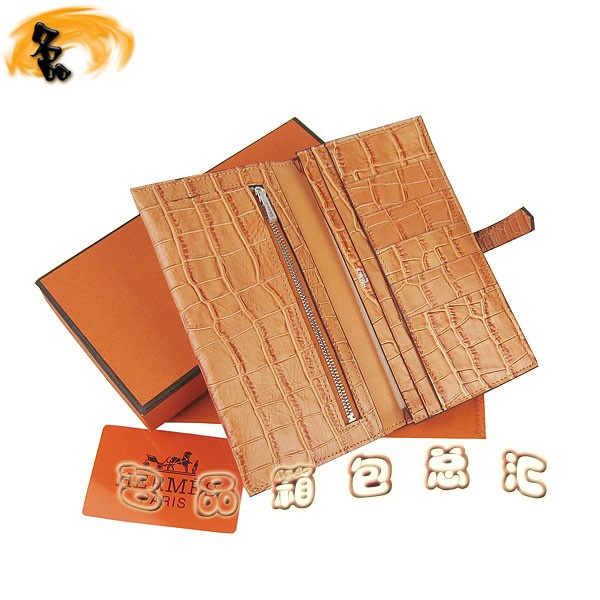 H005 Hermes錢(qián)包 愛(ài)馬仕經(jīng)典H扣兩折錢(qián)包 Hermes長(zhǎng)款錢(qián)包 鱷魚(yú)紋女士錢(qián)夾 橙色