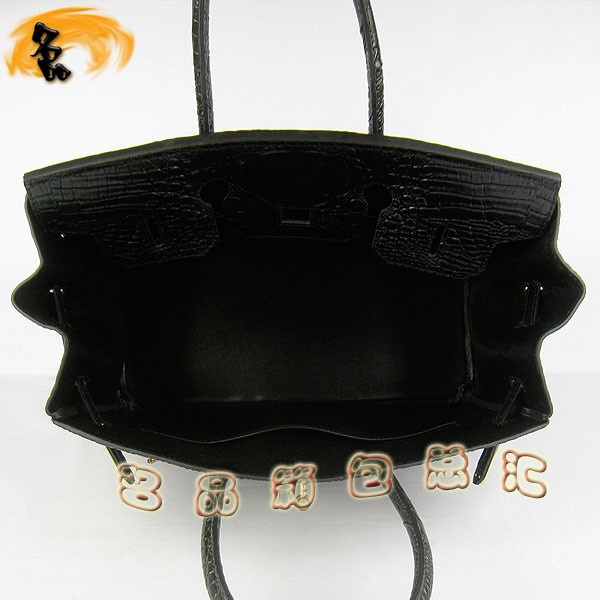 6089 愛馬仕女包 Hermes手提包 Hermes Birkin 鉑金包 鱷魚頭紋(35) 黑色金扣