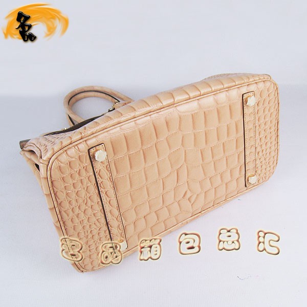6089 愛馬仕女包 Hermes手提包 Hermes Birkin 鉑金包 鱷魚紋(35) 淺黃色金扣