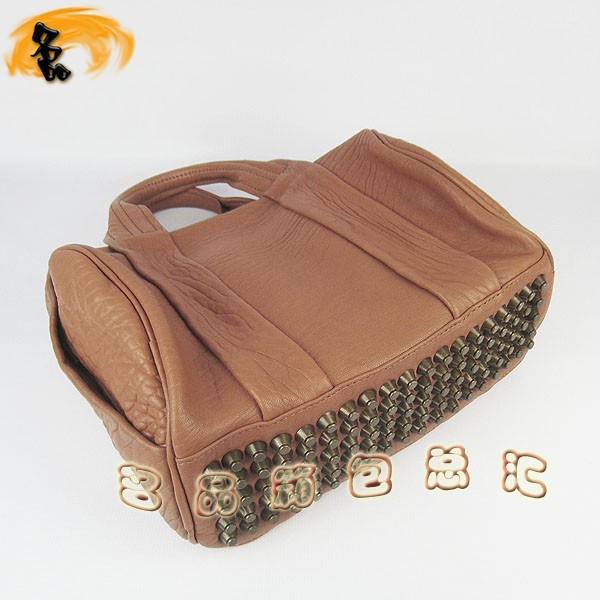 63460 Alexander Wang最新款時尚女士手提包 亞利山大王朋克柳釘女包 土黃色