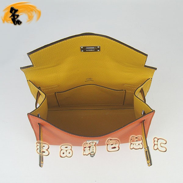 H008 最新款配色荔枝紋凱莉包 Hermes女包 手提包 愛馬仕晚宴包 Hermes Kelly Bag 橙綠黃色
