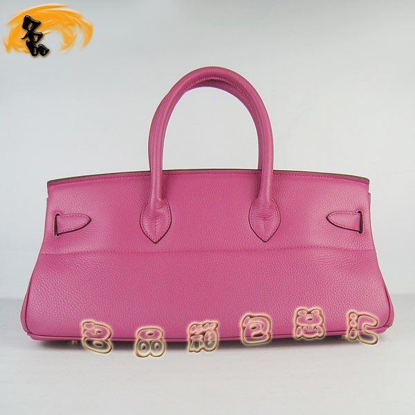 6109 Hermes經典 Hermes時尚休閑女士 Birkin 鉑金包 手提包 荔枝紋 42 桃紅色金扣