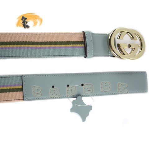 170854 Gucci皮帶 Gucci腰帶 Gucci經(jīng)典款時尚女士皮帶 古奇帆布女士皮帶 粉色配藍(lán)色