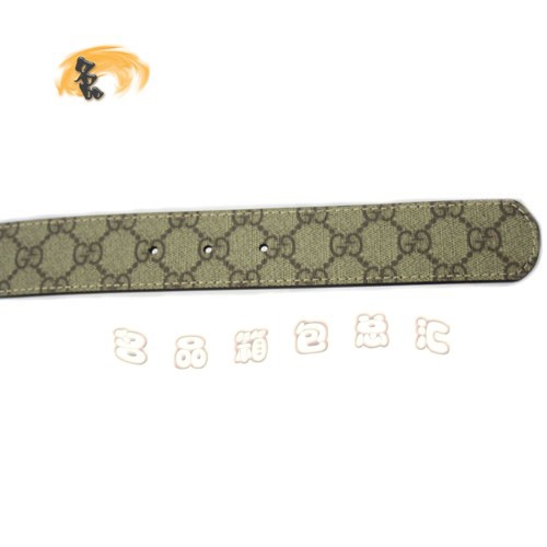 114876 Gucci經典款時尚女士皮帶 Gucci皮帶 古奇PVC面料女士皮帶 Gucci腰帶 啡色