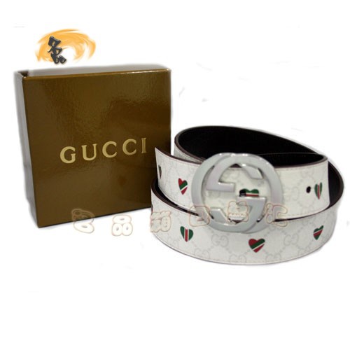 114876 Gucci經典款時尚女士皮帶 Gucci皮帶 古奇PVC面料女款皮帶 Gucci腰帶 白色