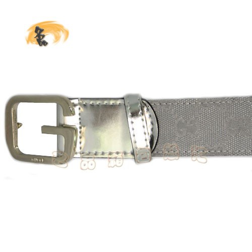 162932 Gucci皮帶 Gucci經典雙G帆布男士皮帶 古奇皮帶 Gucci腰帶 銀色